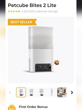 Petcube Bites 2 Lite Automatic Treat Dispenser - White. Brand New In Box.